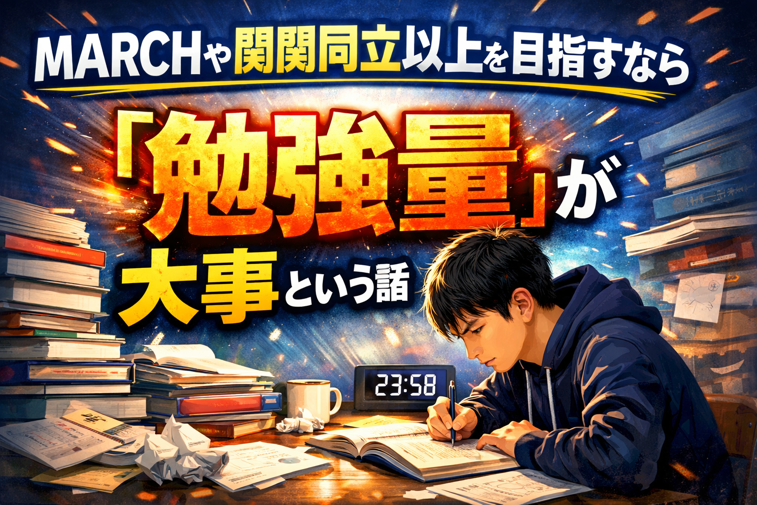 MARCHや関関同立を目指すなら勉強量が大事